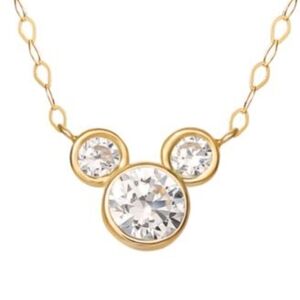 Gold Mickey Mouse Diamond Pendant Necklace
